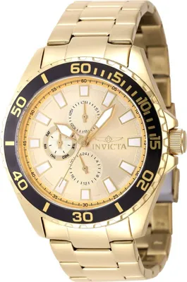 Obrázek produktu pro Invicta Pro Diver 47577 Pánské Hodinky - Quartz Hnutí - Nerezová Ocel s Zlatým Ciferníkem - 46 mm