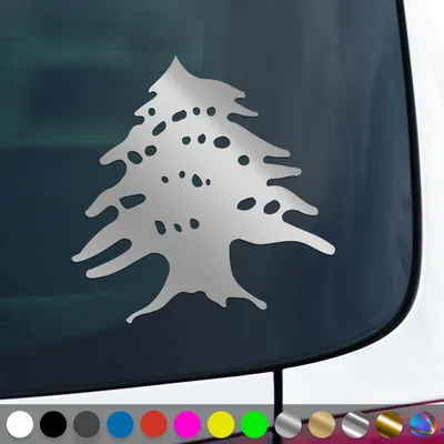 Produktbild von PantherPixel Libanon Aufkleber Wappen Zeder Fahne Baalbek Beirut Sticker Auto Geschenkidee Farbe Silber