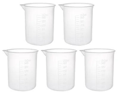 Obrázok produktu pre Odmerný pohár, laboratórny, 150 ml, plast PP, 5 kusov