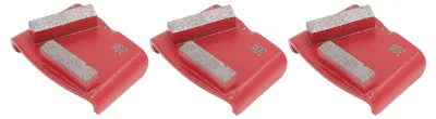 Immagine prodotto di 3 pezzi di scarpe abrasive diamantate, rosse, trapezoidali, 2 denti lunghi, utensile per la lucidatura di pavimenti in calcestruzzo, grana 30