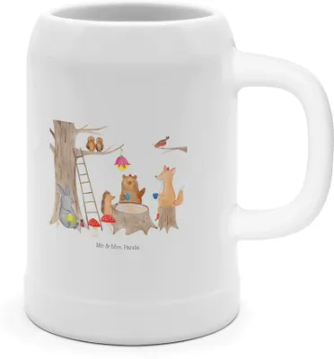 Produktbild von Mr. & Mrs. Panda Humpen Waldtiere Picknick - Weiß - Geschenk, Bier Seidel, Fuchs, Tiere, Hase, Krug, Keramikkrug, Eichhörnchen, Maus, Steinkrug