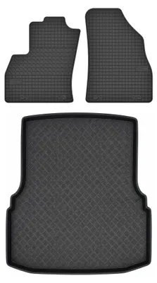 Productafbeelding van Rubberen automatten + kofferbakmat voor Fiat Fiorino III 2007-2017 (MPV/stationwagen) – 3-delig, zwart, op maat – Wielganizator