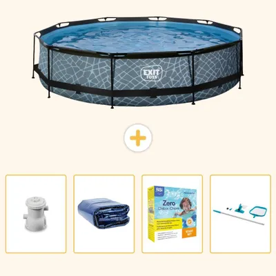Zdjęcie produktu dla Basen zewnętrzny "Exit Pool Rund" - imitacja kamienia - 360x76 cm - 5-elementowy - model SCB28