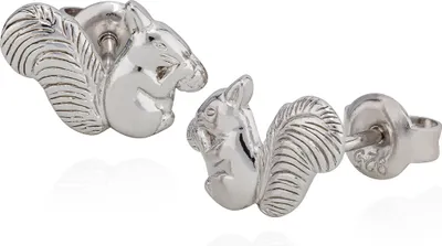 Produktbild von Paar Ohrstecker Eichhörnchen 925 Silber anlaufgeschützt 8x11mm kleine Ohrringe