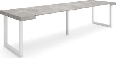 Produktbild von Ausziehbarertisch, 302x90x73cm, Für 14 Gäste, Massivholz Beine, Zementgrau