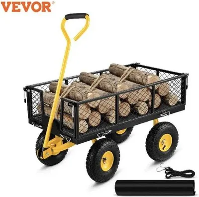 Produktbild von Famanu Stahl Transportwagen - 250 kg Tragfähigkeit - Robuste Konstruktion - Gelb