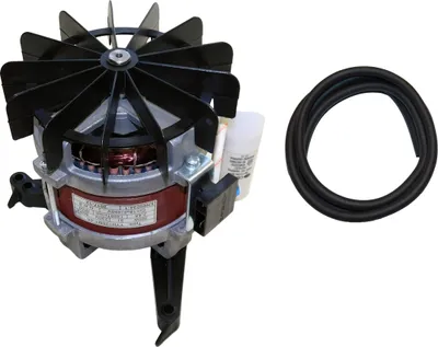 A motor unit with a fan and a rubber ring on a white background.