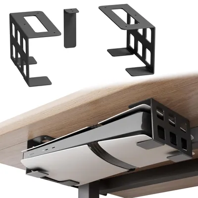 Obrázok produktu pre Držiak konzoly sciuU – horizontálny pod konzolu / vertikálny nástenný držiak, kompatibilný s PS5 Pro Digital, PS5 Slim Digital, Xbox Series S, Xbox One – držiak konzoly na stenu alebo stôl, čierna farba. Držiak pod konzolu / nástenný držiak