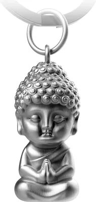 Zdjęcie produktu dla FABACH brelok do kluczy Budda Karma - zawieszka Budda wykonana z metalu - mini talizman Budda do samochodu - buddyjski brelok do kluczy czakra jogi figurka na prezent