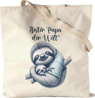 Produktbild von Bester Papa der Welt Faultier Jutebeutel Vatertag Geschenkidee Familie Liebe