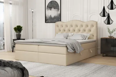 Produktbild von FEDVE Boxspringbett Schlafzimmerbett ROYAL mit 2 Bettkästen, Doppelbett mit Bonell-Matratze und Topper 160x200