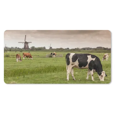 Produktbild von MuchoWow® Mauspad Mousepad Kühe - Mühle - Niederlande 60x30 cm - Mousepads - Maus Mat - Pad - Mausunterlage - Nachhaltig