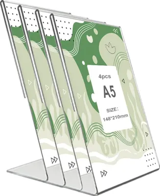 Produktbild von Famanu Tischdisplay Set 4 Stück - A5 Acryl Displays mit schräger L-Form