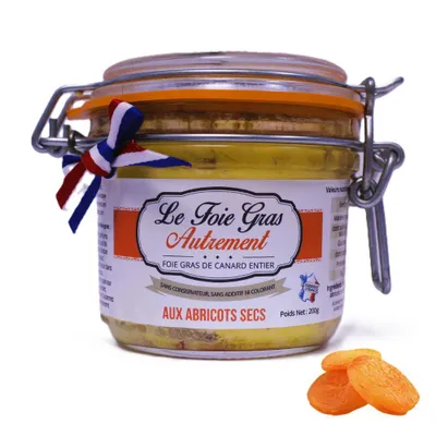 Obrázok produktu pre Foie Gras Entier z kačacej pečene so sušenými marhuľami 200 g – Francúzska lahôdková delikatesa – Relais Gourmet