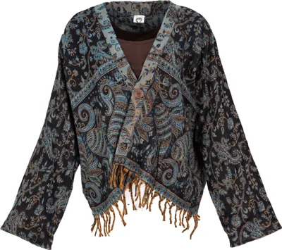 Produktbild von Bolero Jacke, Legeres Boho Jäckchen - Schwarz/blau, Damen, Polyacryl, Jacken, Mäntel & Ponchos