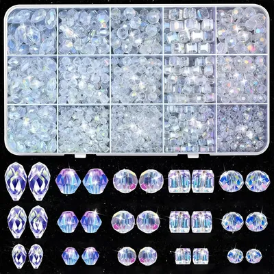 Image de Omgoods - 1000 perles en verre, kit de perles pour la création de bijoux