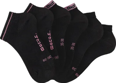 Produktbild von Bench Sneakersocken Kurzsocken Damen  ohne Frottee, weicher Bundabschluss 6 -teilig 6x schwarz Größe 39/42