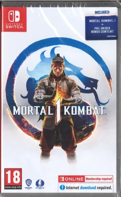 The image shows the front cover of a Nintendo Switch game case for Mortal Kombat 1.