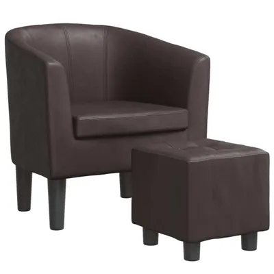 Image de Fauteuil avec repose-pied marron similicuir