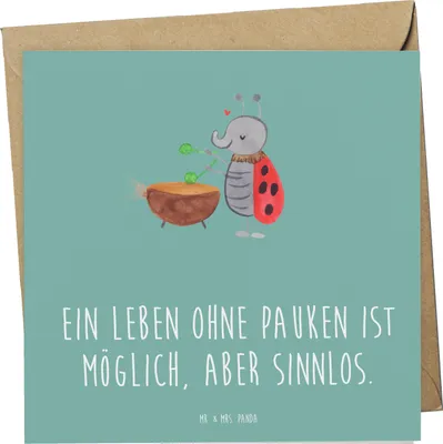 Produktbild von Mr. & Mrs. Panda Grußkarte Pauken Leben - Meeresbrise - Geschenk, Orchester, Musik, Instrument, anlasskarte, Glückwunschkarte, Musiker, klassische, doppelkarte, Lernen