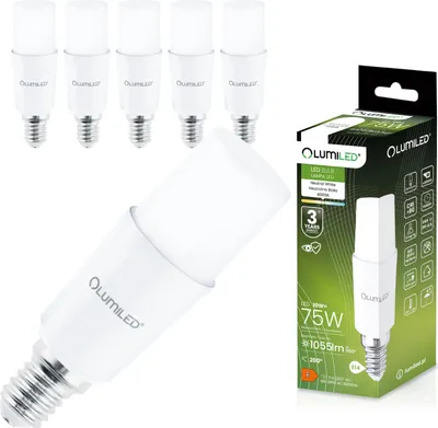 Produktbild von LUMILED 6x E14 LED Lampen Stabform 10W (75W) LED Stick Birnen Glühbirne 1055lm Neutralweiß 4000K Maiskolben Leuchtmittel Energiesparlampe Blendfreie Beleuchtung für Leselampe T45 Stablampe