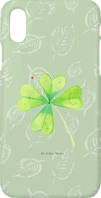 Produktbild von Mr. & Mrs. Panda Iphone 10 Handyhülle Blume Kleeblatt - Blattgrün - Geschenk, Neuanfang, Cover, Glücksbringer, Hülle, X, Umzug, Glück, Motivation, Garten, Handy