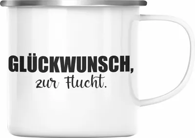 Produktbild von Jobwechsel Emaille Tasse Geschenk Kollegin Kollege Lustig Abschiedsgeschenk Sprüche - Glückwunsch Zur Flucht (Silber)