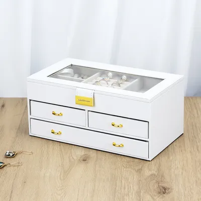 Produktbild von ADEL DREAM Schmuckkästchen, 3 Folien transparenter Schmuckkästen, ielegante Geschenke für Frauen und Mädchen aufbewahrt werden.