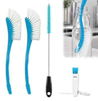 Flaschenreinigungsbürsten-Set, 4 Stück, blau/weiß, 25 cm