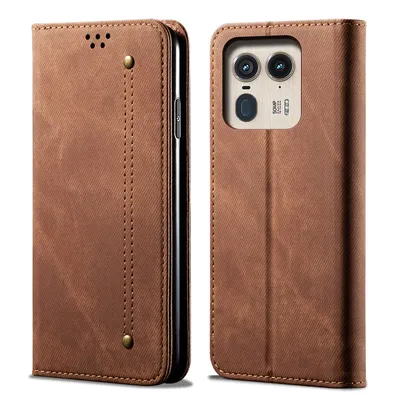 Produktbild von Hülle für Motorola Edge 50 Ultra Leder Brieftasche Flip Bookstyle Schutzhülle mit Standfunktion Braun