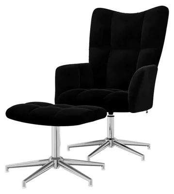 Produktbild von Relaxsessel mit Hocker in Schwarz aus Samt