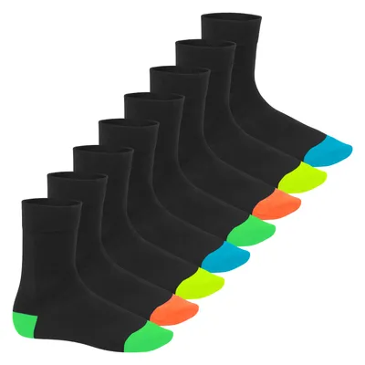 Produktbild von Footstar Herren & Damen Baumwollsocken (8 Paar) Socken im Neon Look - Fun Schwarz 47-50