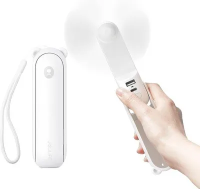 Obrázek produktu pro Přenosný ventilátor s powerbankou 4800 mAh – výdrž baterie až 46 hodin – 3 rychlosti – skládací a tichý