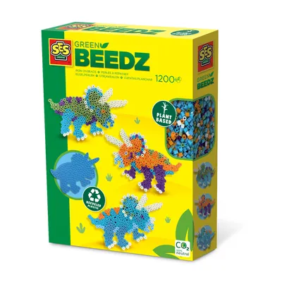 Produktbild von SES Creative Beedz 06405 Green , Bügelperlenset Triceratops-Dino aus recyceltem Material, 5 Jahr(e), Junge, Kind, Dinosaurier, Mehrfarbig, 1200 Stück(e)