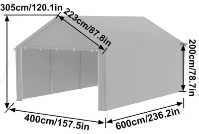 Produktbild von Autodachzelt - Garagendachzelt - Faltbare Überdachung - Lagerzelt - Autozelt - 4 x 6 Meter
