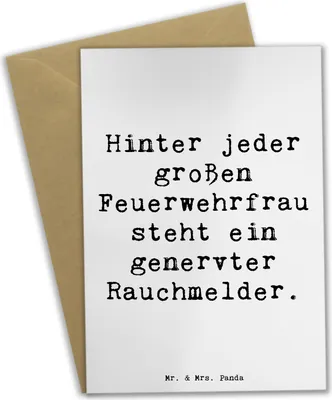 Produktbild von Mr. & Mrs. Panda Glückwunschkarte Spruch Feuerwehrfrau Humor - Weiß - Geschenk, osterkarte, Stärke, großer, Berufspassion, einladungskarten, Feuerwehrleben, Grußkarte