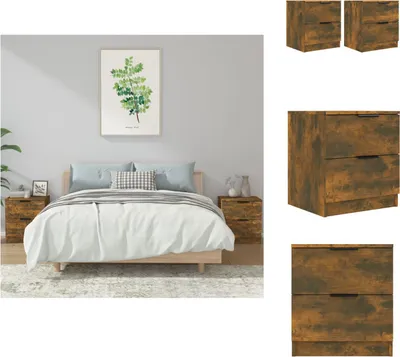 Image de vidaXL Tables de chevet 2 pcs. Chêne fumé bois composite - Tables de chevet