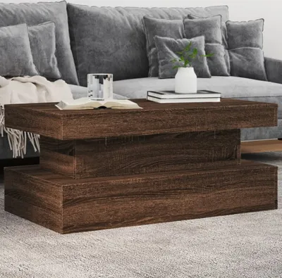Produktbild von "2024"cloris Couchtisch mit LED-Leuchten Braun Eichen-Optik 90x50x40 cm - Couchtische CHY14797085
