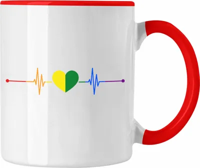 Produktbild von Trendation - Regenbogen Tasse Geschenk LGBT Schwule Lesben Transgender Grafik Pride Herzschlag Flagge (Rot)
