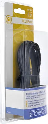 Image de Schwaiger TAE Kabel RJ11 -> RJ11 6P4C 6m schwarz flach