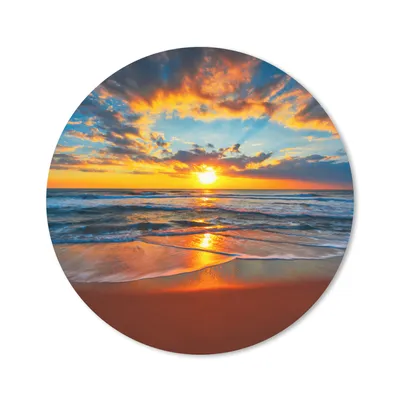 Produktbild von MuchoWow® Mauspad Mousepad Meer - Sonnenuntergang - Strand - Wolken - Orange 20x20 cm - Mousepads - Maus Mat - Pad - Mausunterlage - Schreibtischmatte