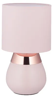 Obrázok produktu pre Nočná lampa Relaxdays s dotykovým ovládaním, stolná lampa do obývačky a spálne, látkový tienidlo, E14, VxH: 32x18 cm, dotyková lampa, ružová