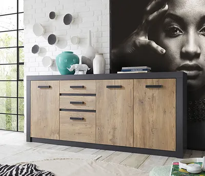 Produktbild von Sideboard Brügge Kommode 198cm Fresco Kastanie dekorative Rahmenoptik
