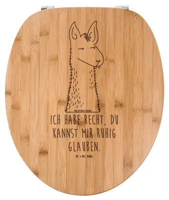 Produktbild von Mr. & Mrs. Panda Toilettendeckel Lamakopf Genervt - Transparent - Geschenk, Holz Klodeckel, Chefin, Chef, Beste Freundin, WC-Brille, Lama, motiv wc sitz, Klobrille, Lamas