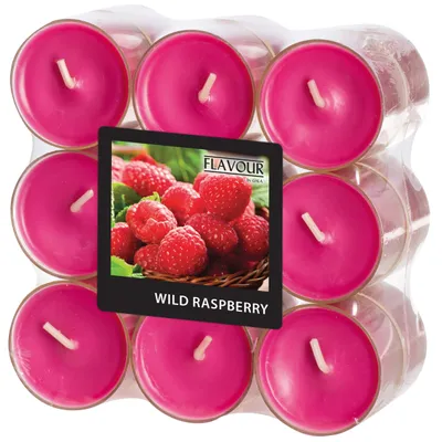 Produktbild von 18 Gala Flavour by GALA Duftlichte Ø 38 mm, 24 mm weinrot - Wild Raspberry in Polycarbonathülle 96985 Duftkerzen Teelichter Duft-Teelichter