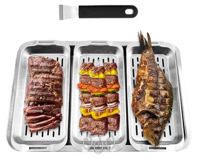 Produktbild von Edelstahl-Grillkorb, rechteckig, für Gemüse und Fleisch