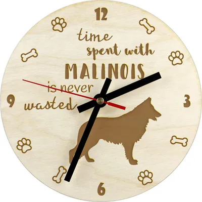 Image de Malinois Berger belge - horloge avec chien, horloge en bois gravée, horloge personnalisée Art-Dog