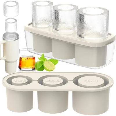 Produktbild von Eiswürfelform Silikon mit Deckel und Behälter für 40 Oz Tumbler Becher, 3 große Eiswürfel, BPA-frei