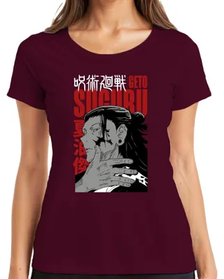 Produktbild von Jujutsu Kaisen Geto Suguru Porträt Hand düster Fan Geschenk Damen T-Shirt, Burgundy, 3XL