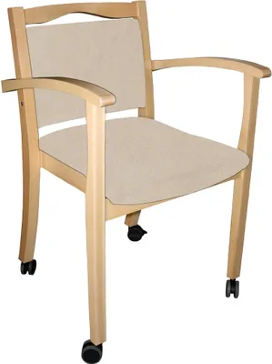 Produktbild von Seniorenstuhl mit Armlehnen auf Rollen Alexander Pflegestuhl Armlehnenstuhl CleanStoff Sensa Creme